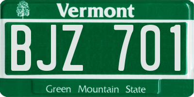VT license plate BJZ701