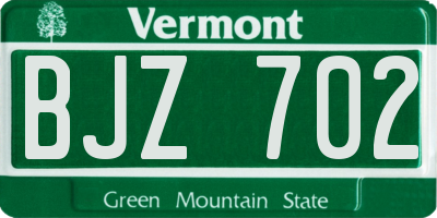 VT license plate BJZ702