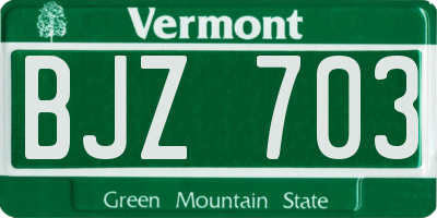 VT license plate BJZ703