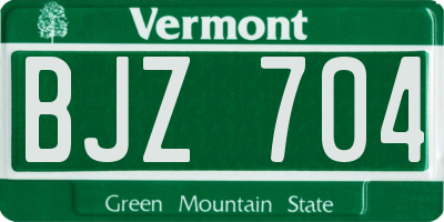 VT license plate BJZ704