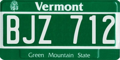 VT license plate BJZ712