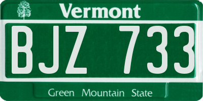 VT license plate BJZ733
