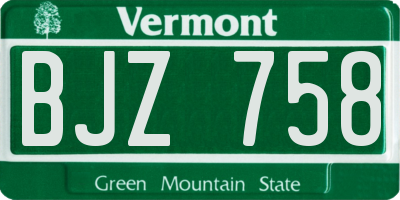 VT license plate BJZ758