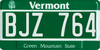 VT license plate BJZ764