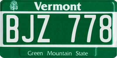 VT license plate BJZ778