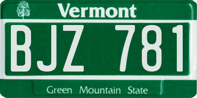 VT license plate BJZ781