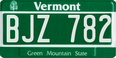 VT license plate BJZ782