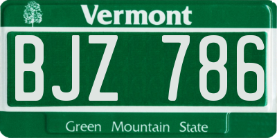 VT license plate BJZ786