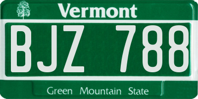 VT license plate BJZ788