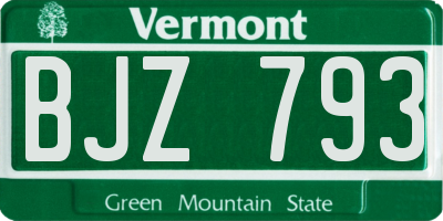 VT license plate BJZ793