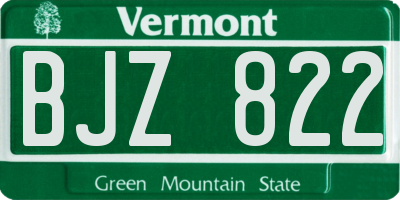 VT license plate BJZ822