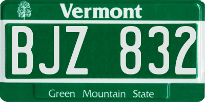 VT license plate BJZ832