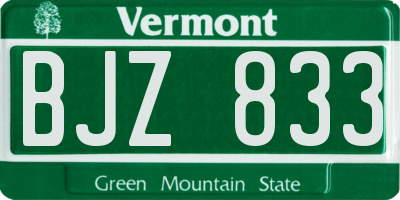 VT license plate BJZ833