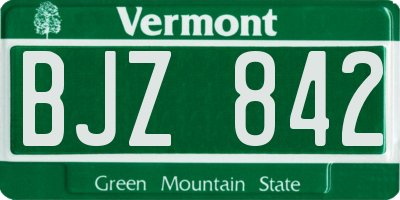 VT license plate BJZ842