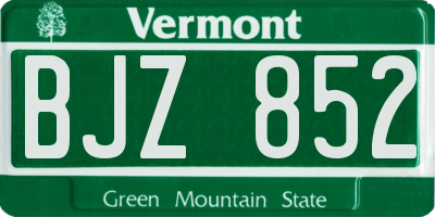 VT license plate BJZ852