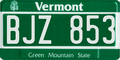 VT license plate BJZ853