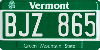 VT license plate BJZ865