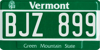 VT license plate BJZ899
