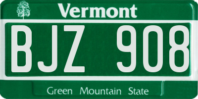 VT license plate BJZ908