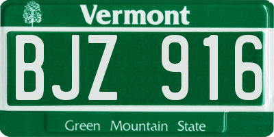 VT license plate BJZ916