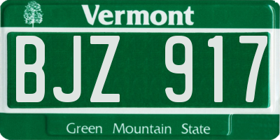 VT license plate BJZ917