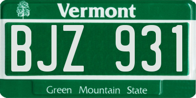 VT license plate BJZ931