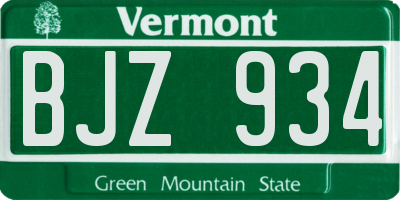 VT license plate BJZ934