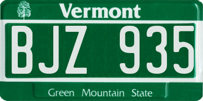 VT license plate BJZ935