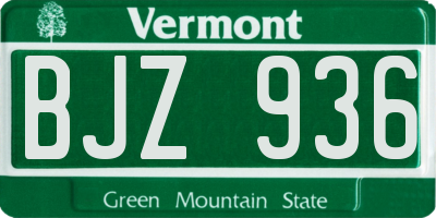 VT license plate BJZ936