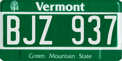 VT license plate BJZ937