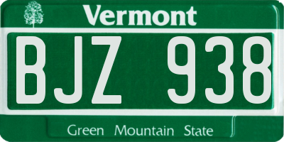 VT license plate BJZ938