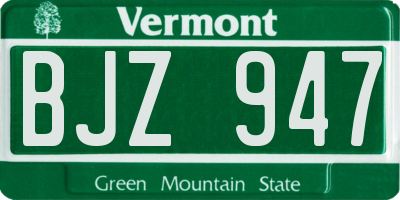 VT license plate BJZ947