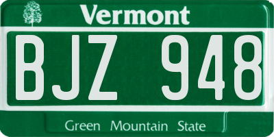 VT license plate BJZ948