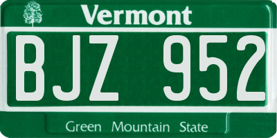 VT license plate BJZ952