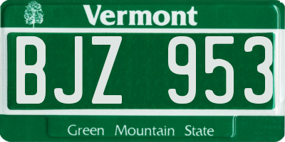 VT license plate BJZ953