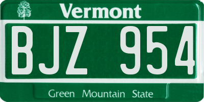 VT license plate BJZ954