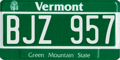 VT license plate BJZ957