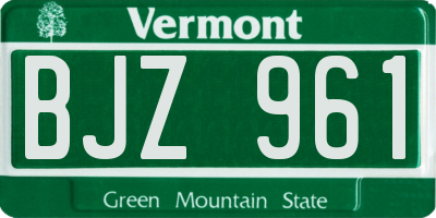 VT license plate BJZ961