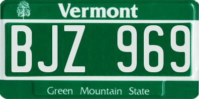 VT license plate BJZ969