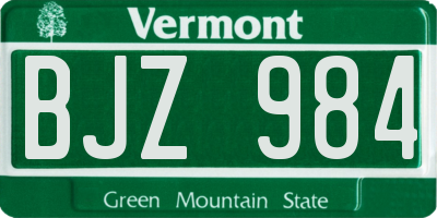VT license plate BJZ984