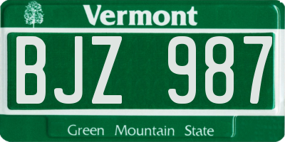 VT license plate BJZ987