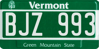 VT license plate BJZ993