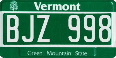 VT license plate BJZ998