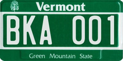 VT license plate BKA001