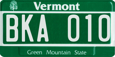 VT license plate BKA010