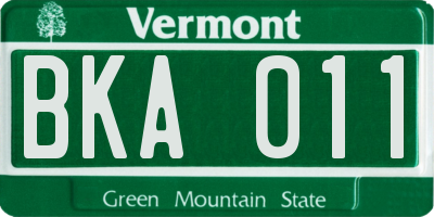 VT license plate BKA011