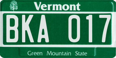 VT license plate BKA017