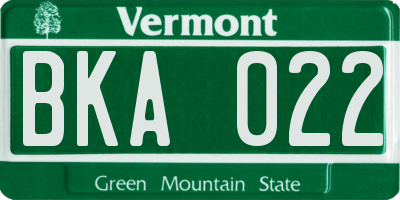 VT license plate BKA022