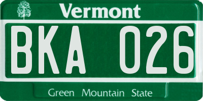 VT license plate BKA026