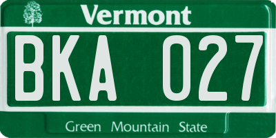 VT license plate BKA027